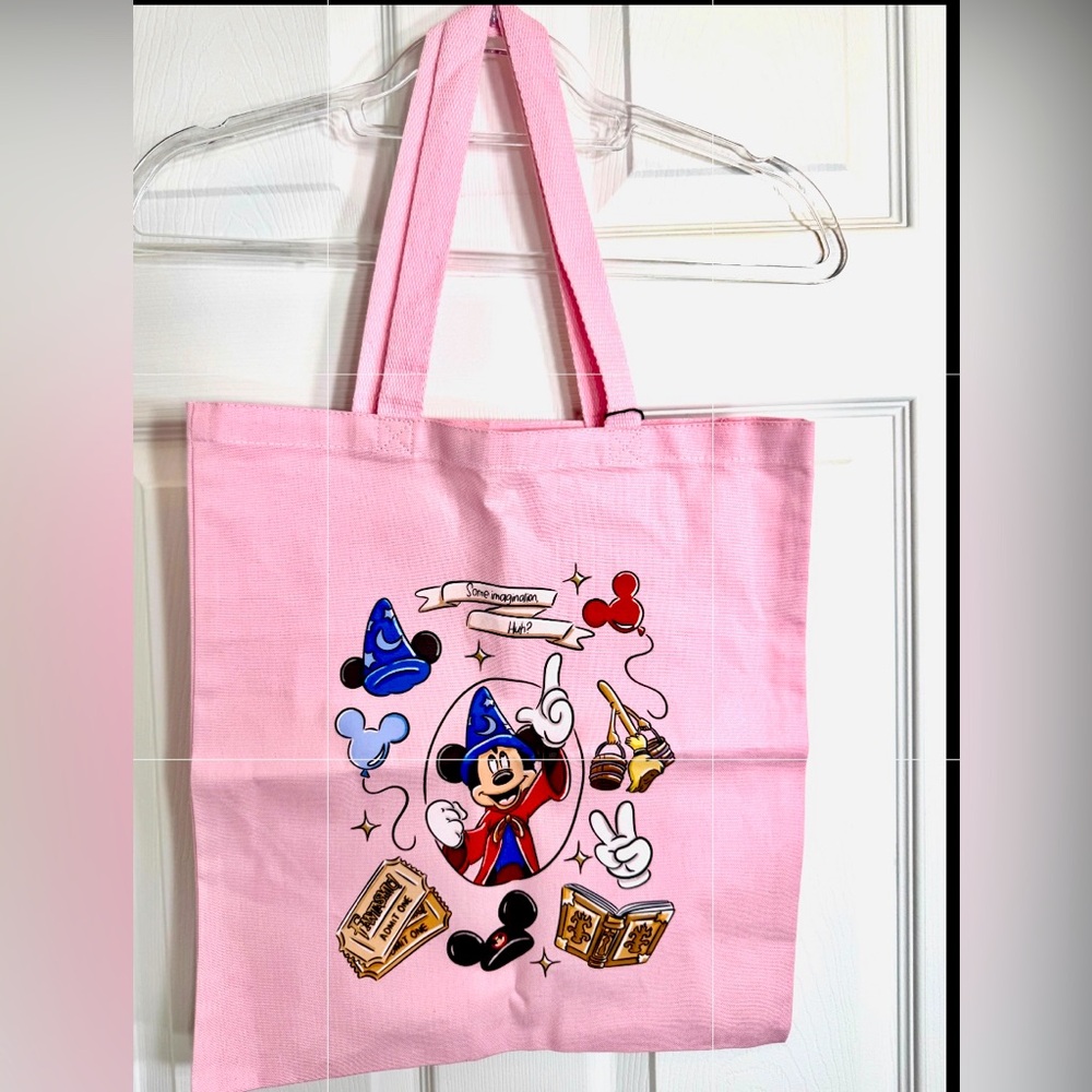 NWT. Handmade Pink Sorcerer Mickey Mouse Tote Bag